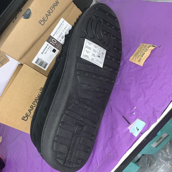 Bearpaw Moc II -Wide Men's Sheepskin Slippers - 2382M Black - US Size 12 Wide - Picture 6 of 8